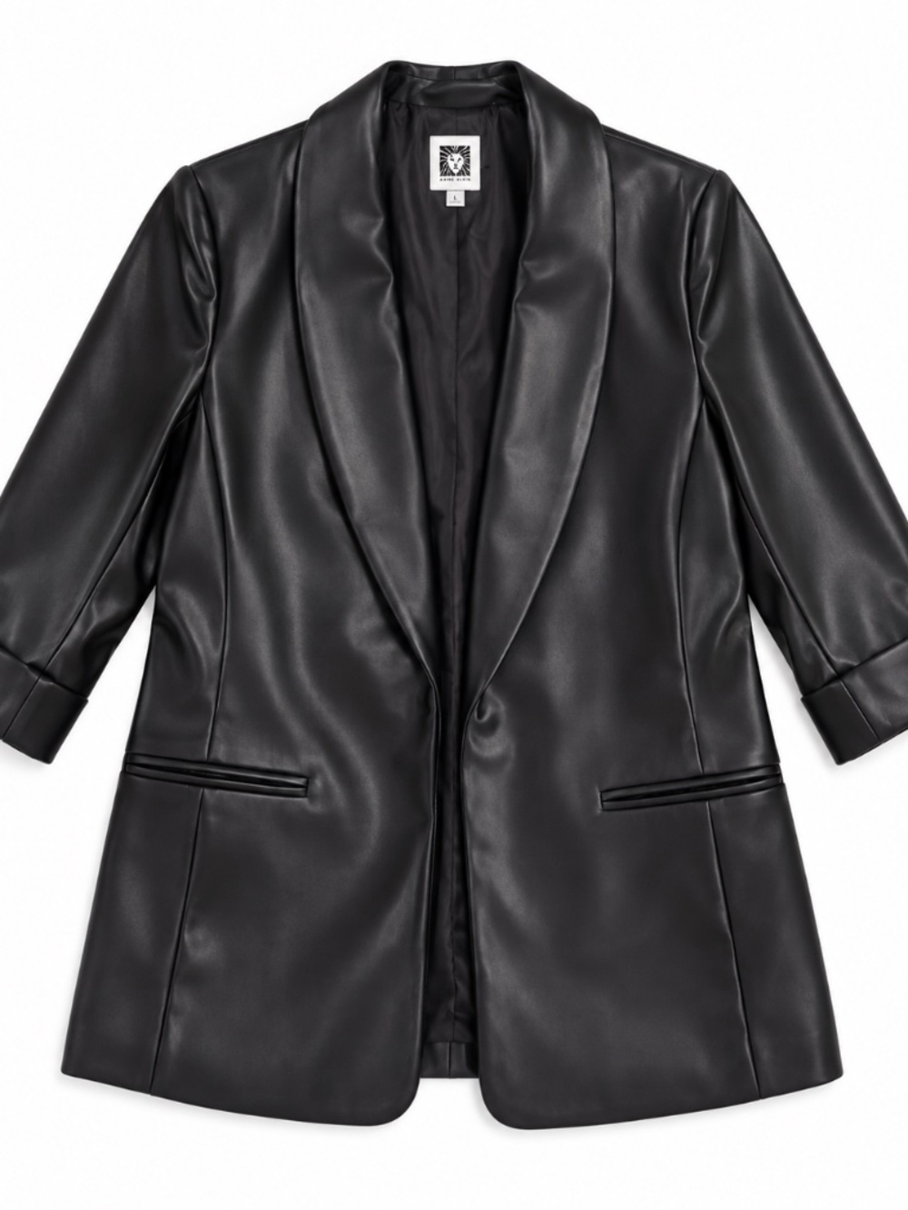 Anne Klein Black Faux Leather Blazer – Size L